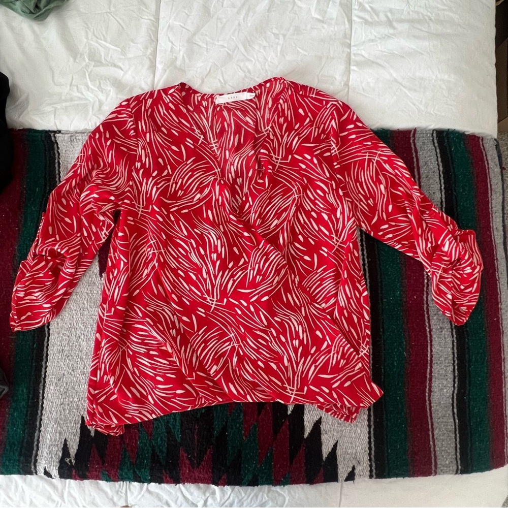LUSH drapey wrap top with button closure, size S
